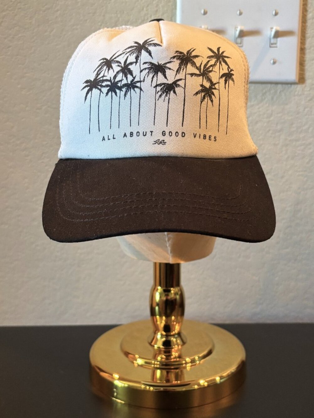 Good Vibes Only Trucker Hat Palm Tree Hawaii Snapback Beach Cap